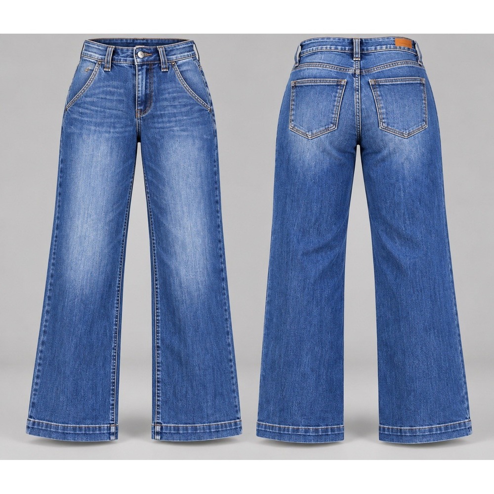 Judy Blue jeans Women 3/26x30 Wide Leg Denim High Rise Boho Double Button